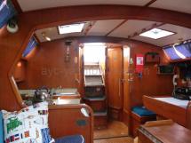 Companionway, chart table and kitchen