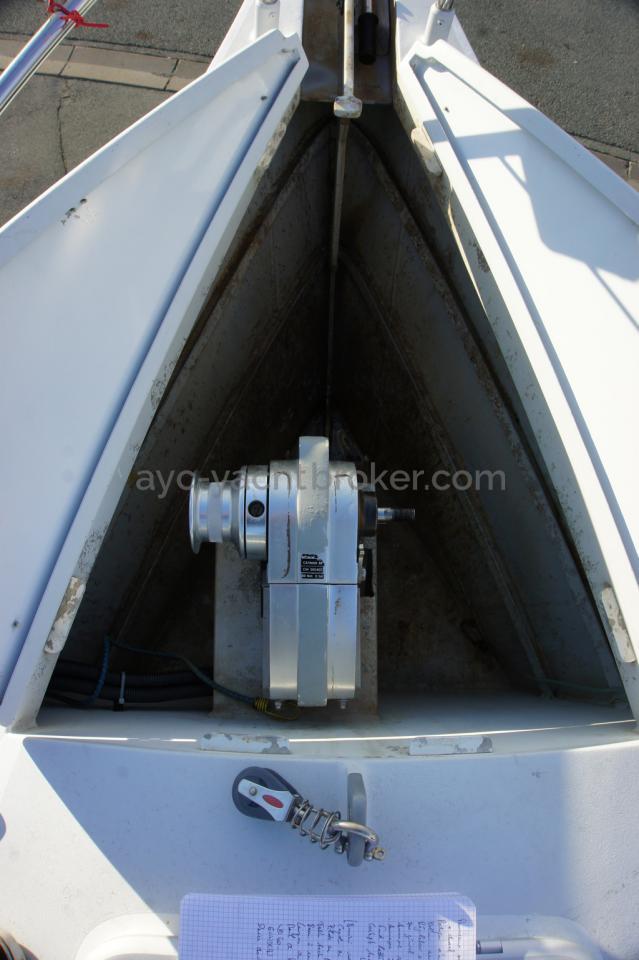 Anchor locker and Lofrans electric windlass